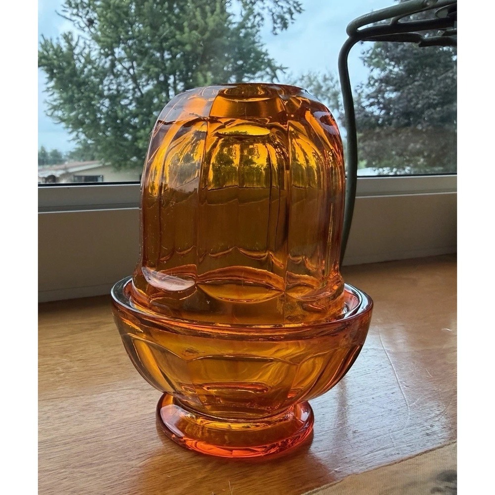 Viking Glass Persimmon Orange Arlington Fairy Lamp Glimmer GLOW MCM Vintage RARE